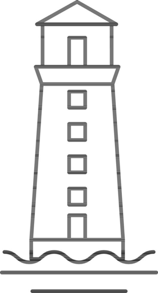 Illustration Of Lighthouse Icon In Thin Line Art. vector