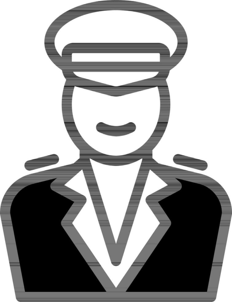 Sailor Character Icon In Black And White Color. vector