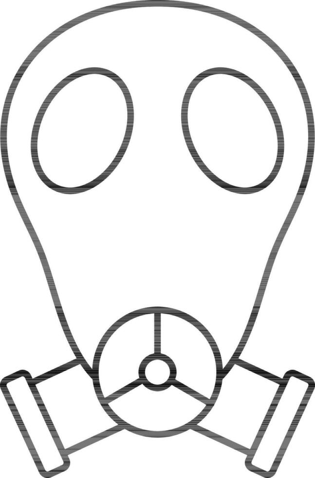 Gas Mask Icon In Black Line Art. vector