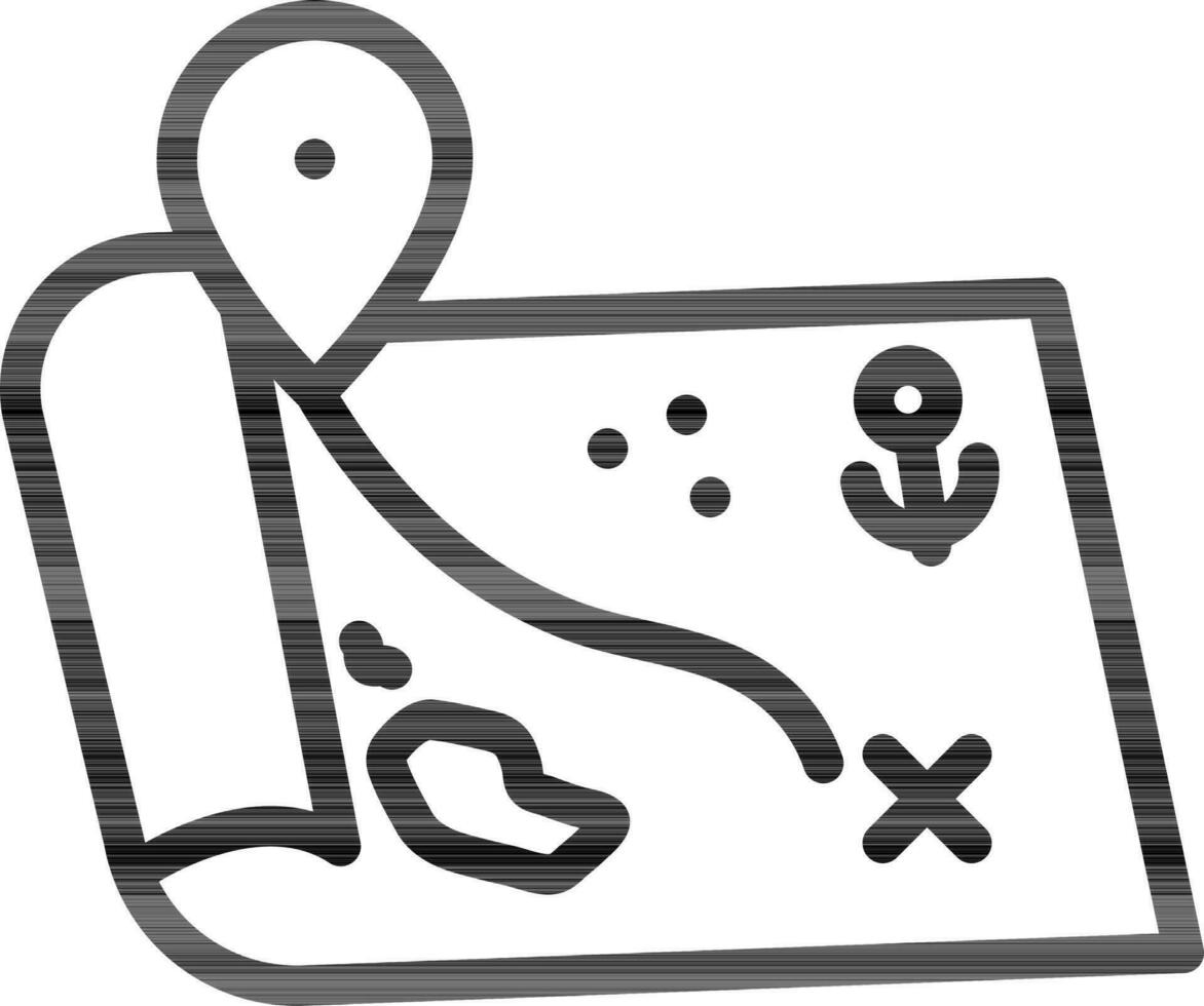 Map Navigation Icon In Black Line Art. vector
