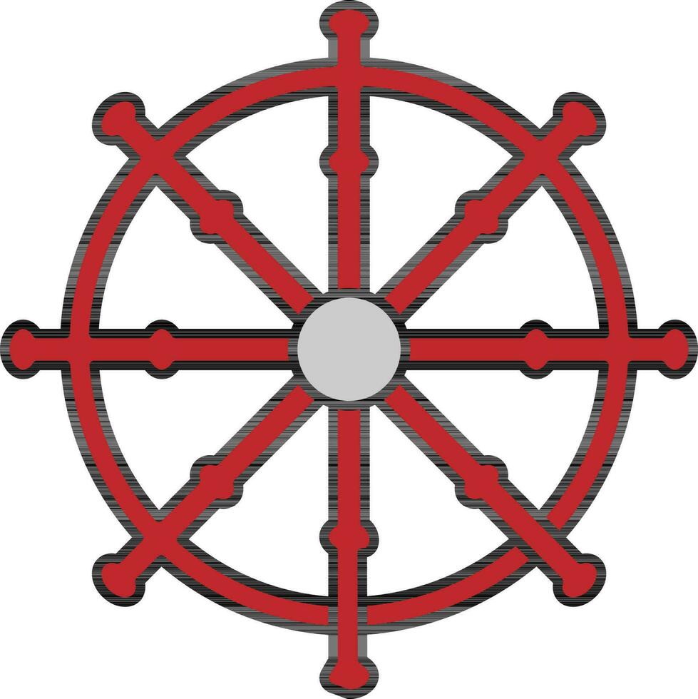 Illustration Of Rudder Icon In Red And Gray Color. vector