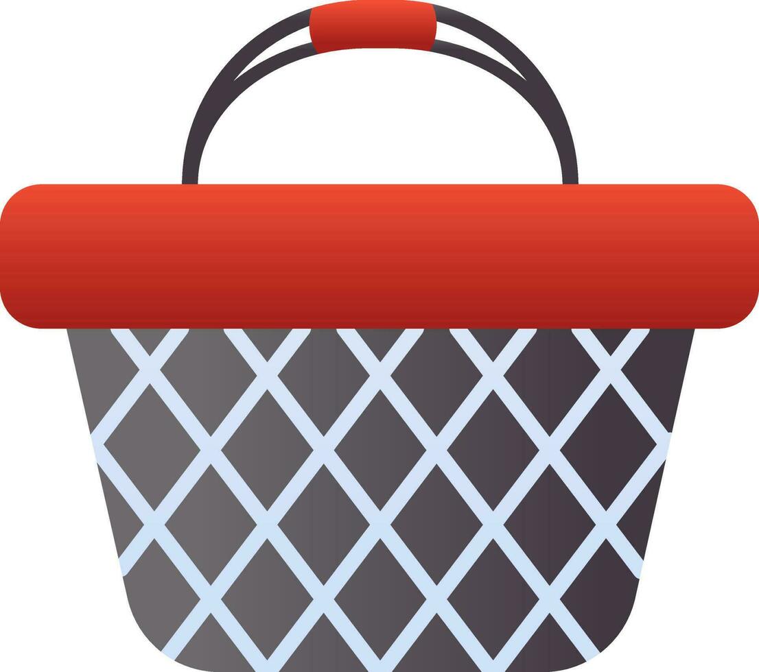 Red And Grey Basket Icon In Flat Style. vector