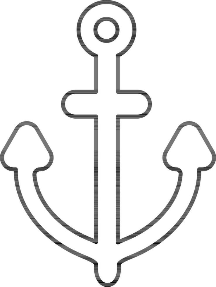 Black Outline Anchor Icon Or Symbol. vector