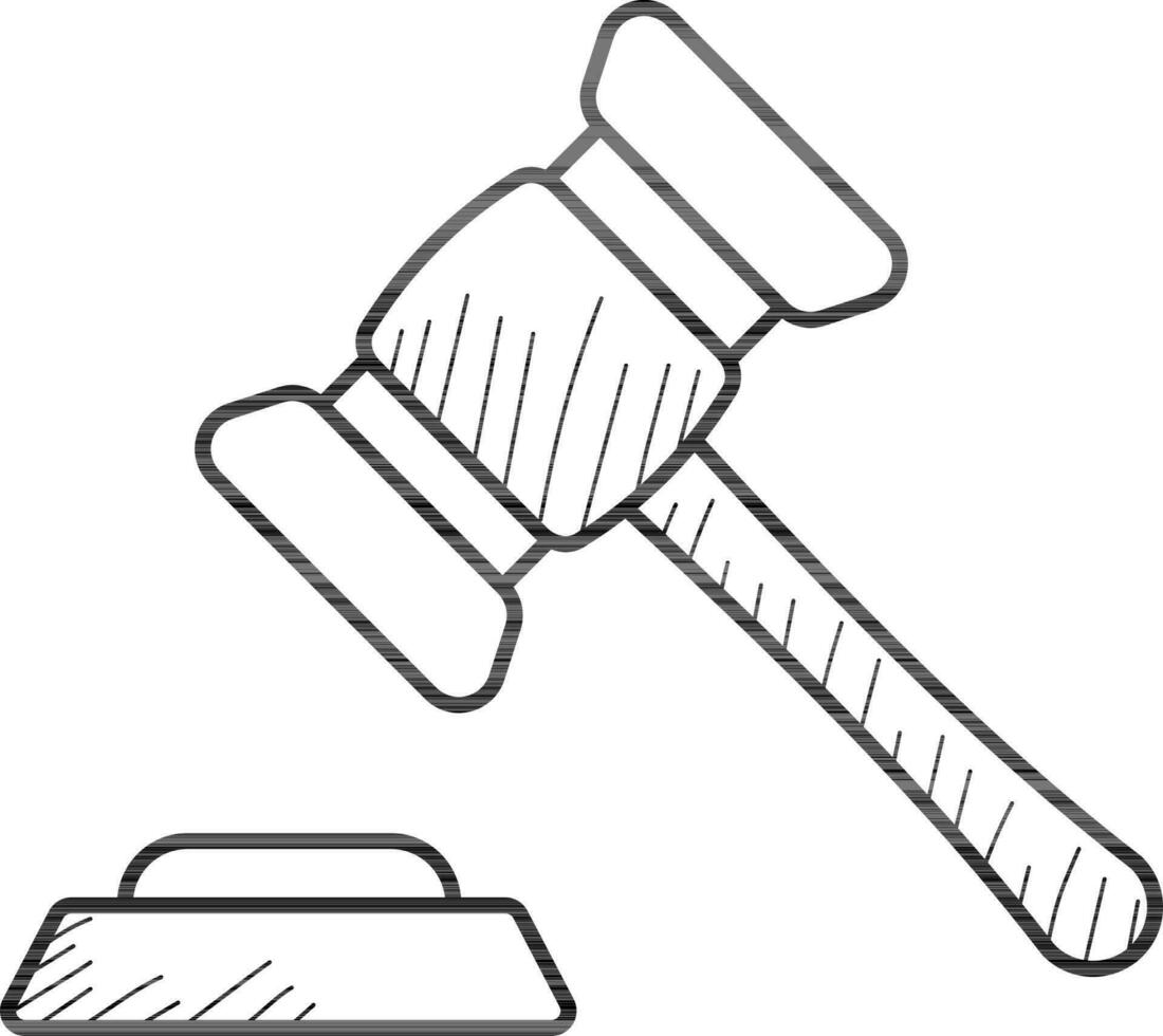 Auction Or Gavel Hammer Icon In Black Line Art. 24447172 Vector Art at