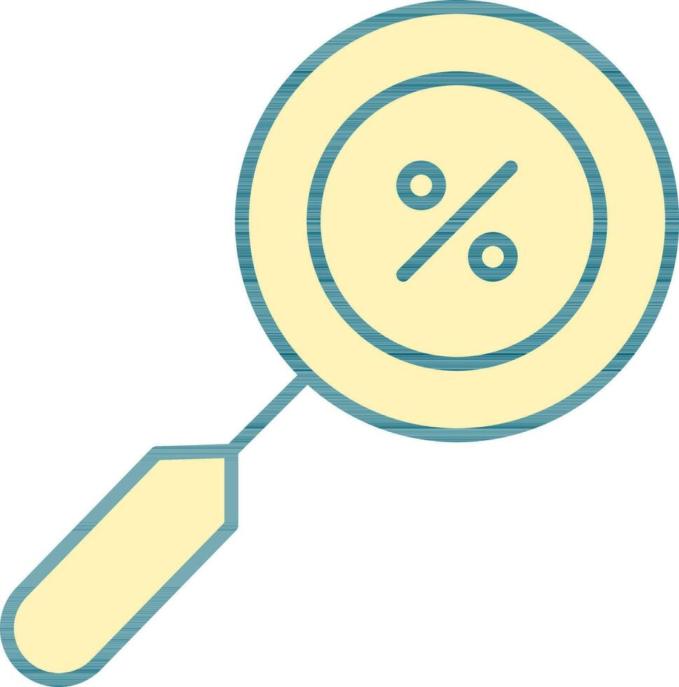 Percentage Search Icon In Yellow Color. vector
