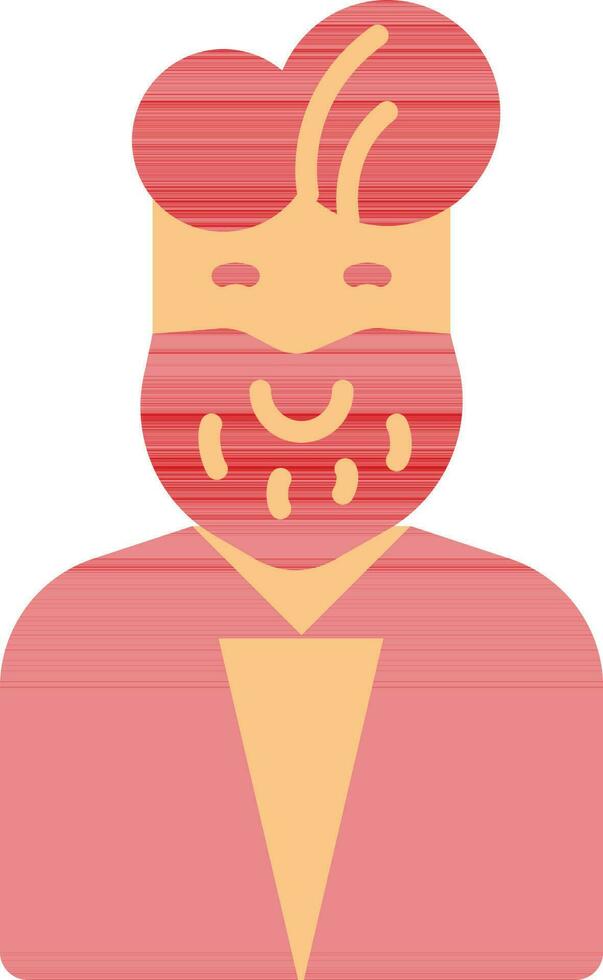 barba hombre personaje icono en rojo y naranja color. vector