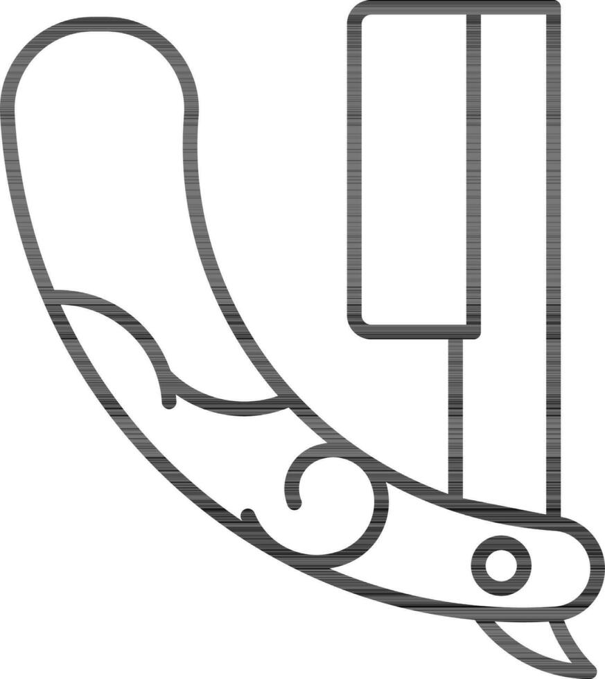 Black Line Art Straight Razor Icon Or Symbol. vector