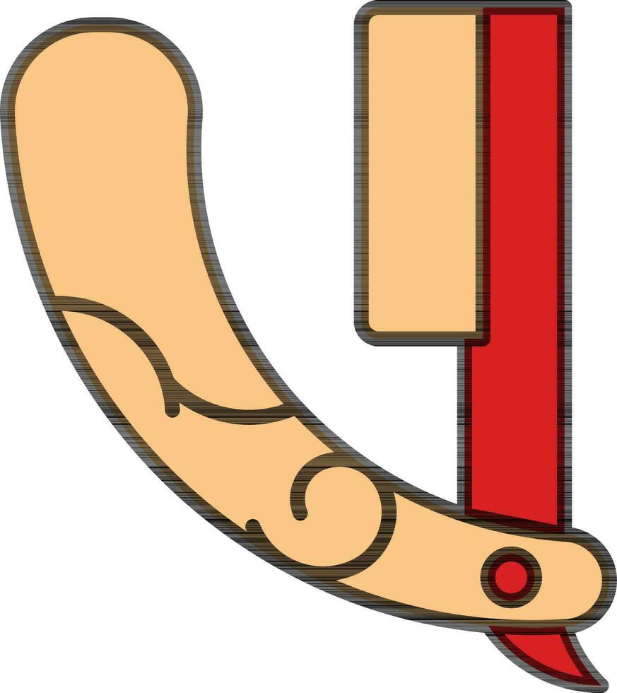 Red And Orange Straight Razor Icon Or Symbol. vector