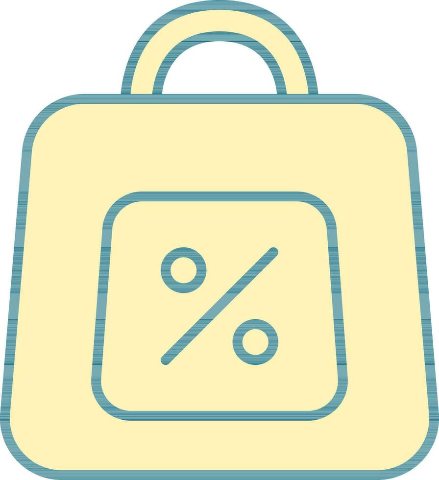 compras bolso con porcentaje icono en amarillo color. vector
