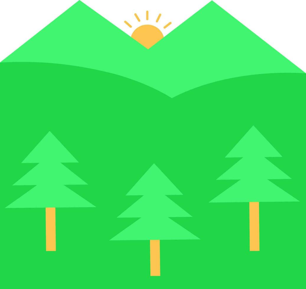 paisaje paisaje con montaña icono en verde y amarillo color. vector