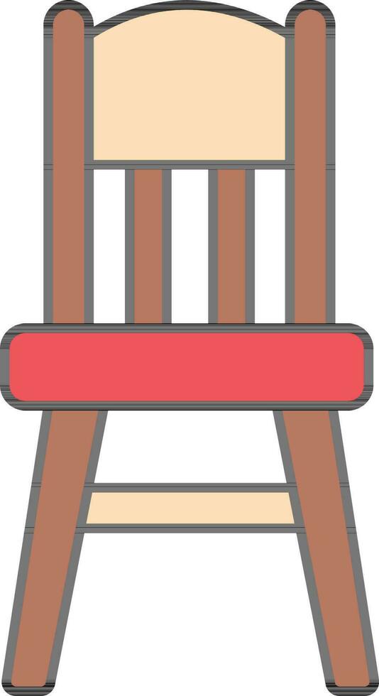 Colorful Wooden Chair Icon In Flat Style. vector