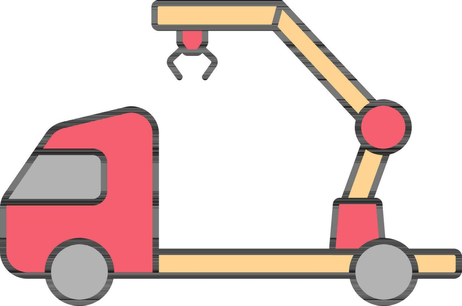 Towing Crane Icon In Yellow And Red Color. vector