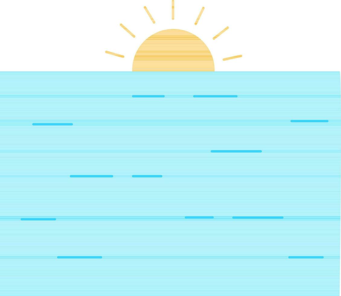 Sunrise Or Sunset Icon In Blue And Yellow Color. vector