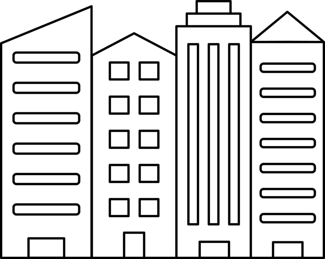 Buildings Icon In Black Line Art. vector