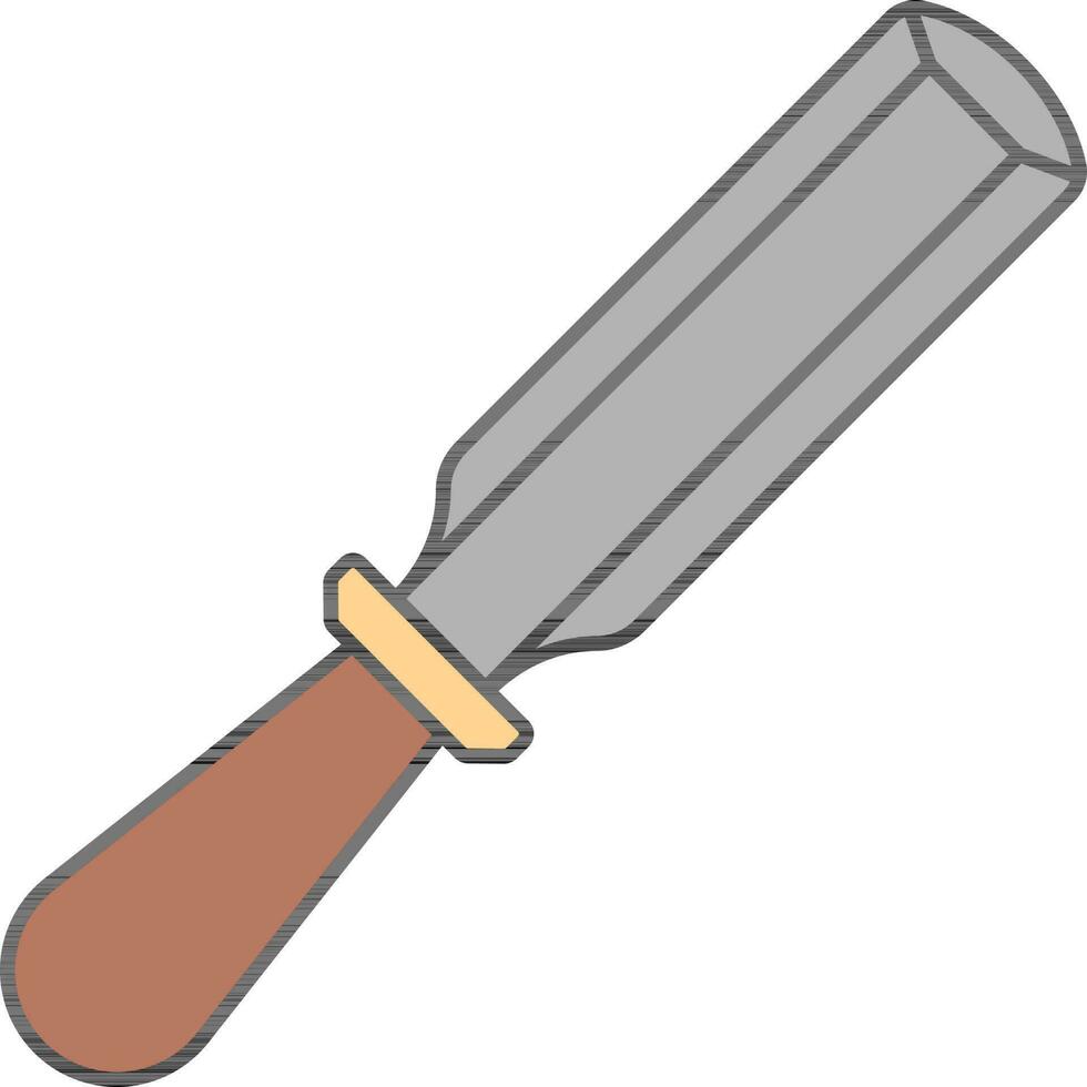 Isolated Chisel Icon In Grey And Brown Color. vector