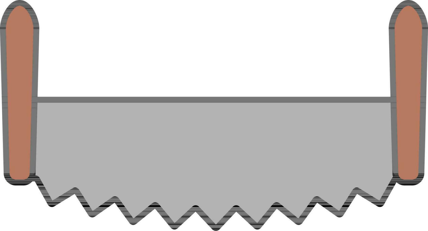 plano estilo Sierra de mano icono en gris y marrón color. vector