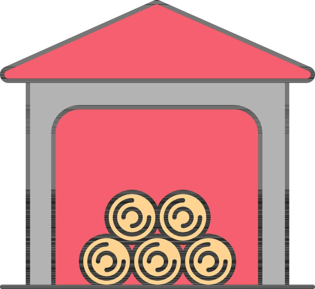 Wood Log Store Colorful Icon In Flat Style. vector