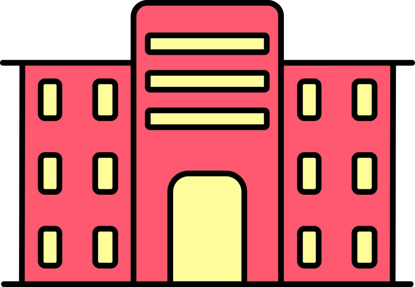 Beautiful Building Red And Yellow Icon. vector