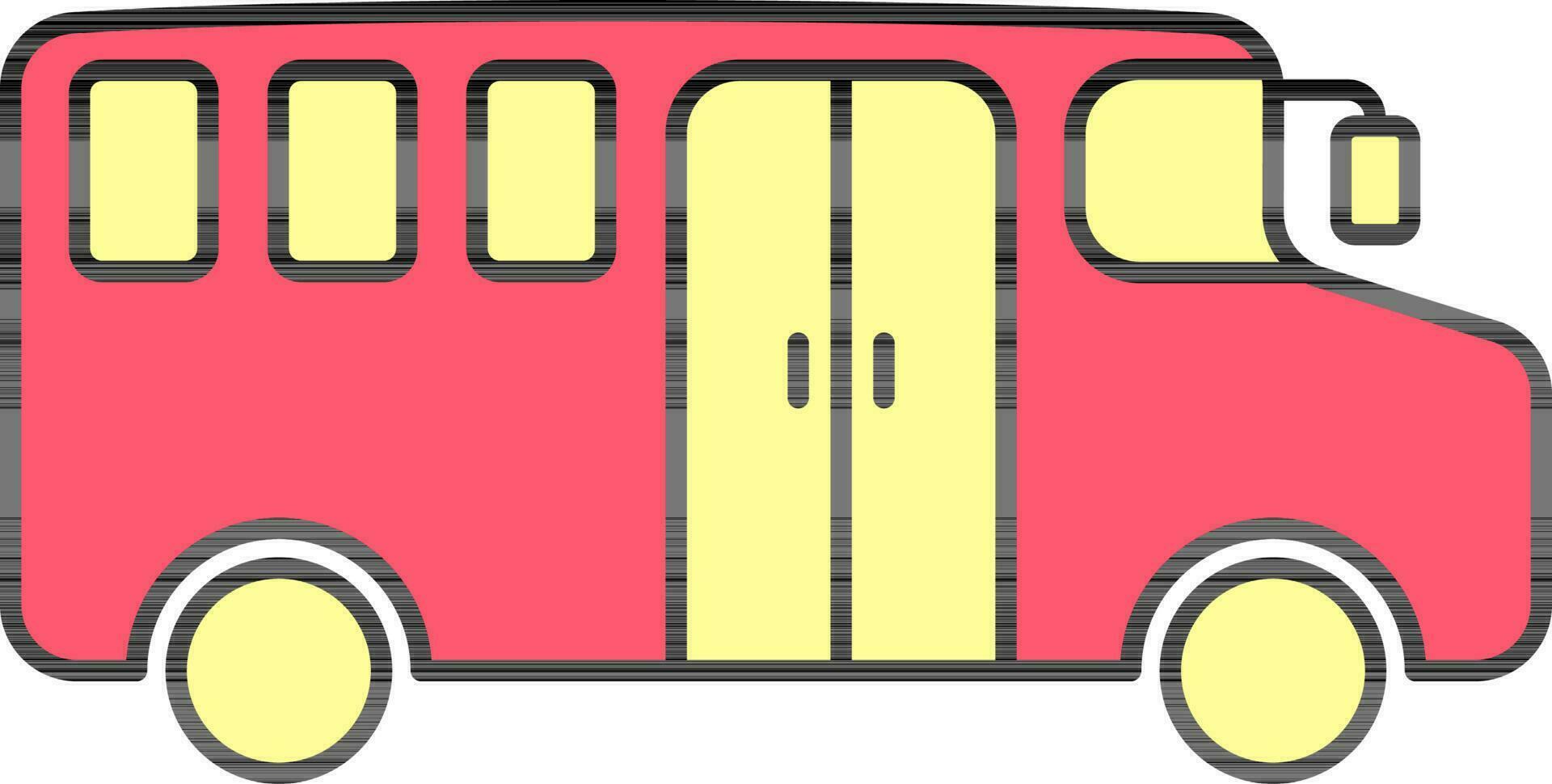 rojo y amarillo autobús icono en plano estilo. vector