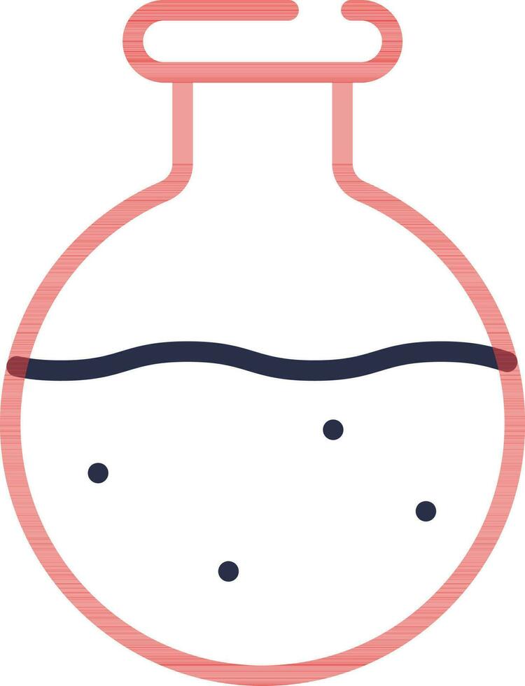 Round Bottom Beaker Icon In Red Thin Line Art. vector