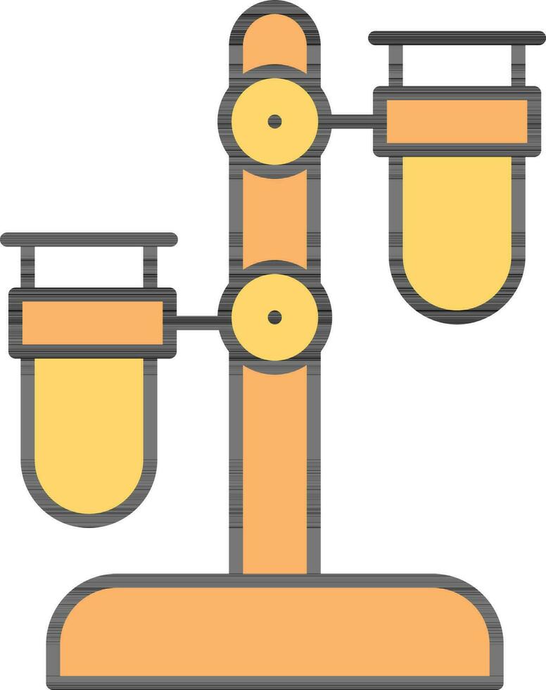 Test Tube Holder Or Stand Icon In Orange And White Color. vector