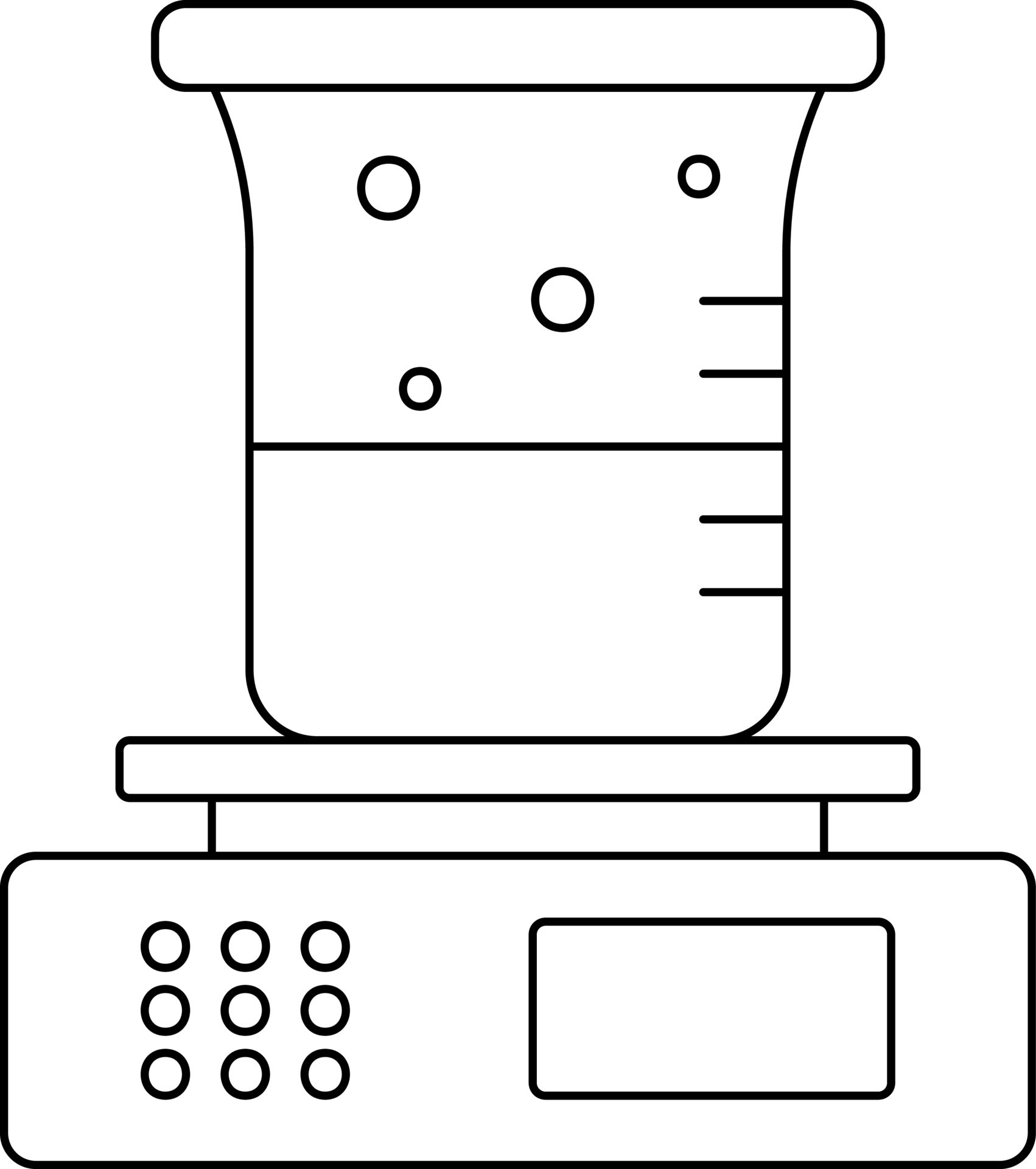 Black Outline Analytical Balance With Flask Icon. 24447425 Vector Art