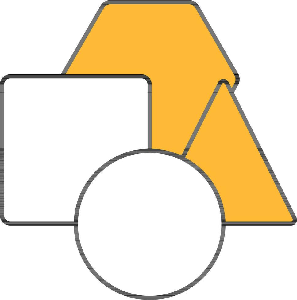 Geometric Or Shape Tool Icon In Yellow And White Color. vector