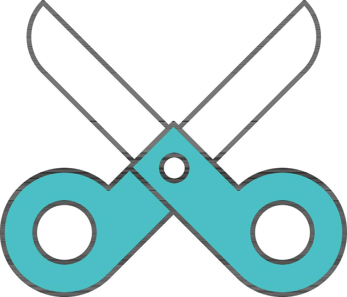 Isolated Scissor Icon In Turquoise And White Color. vector
