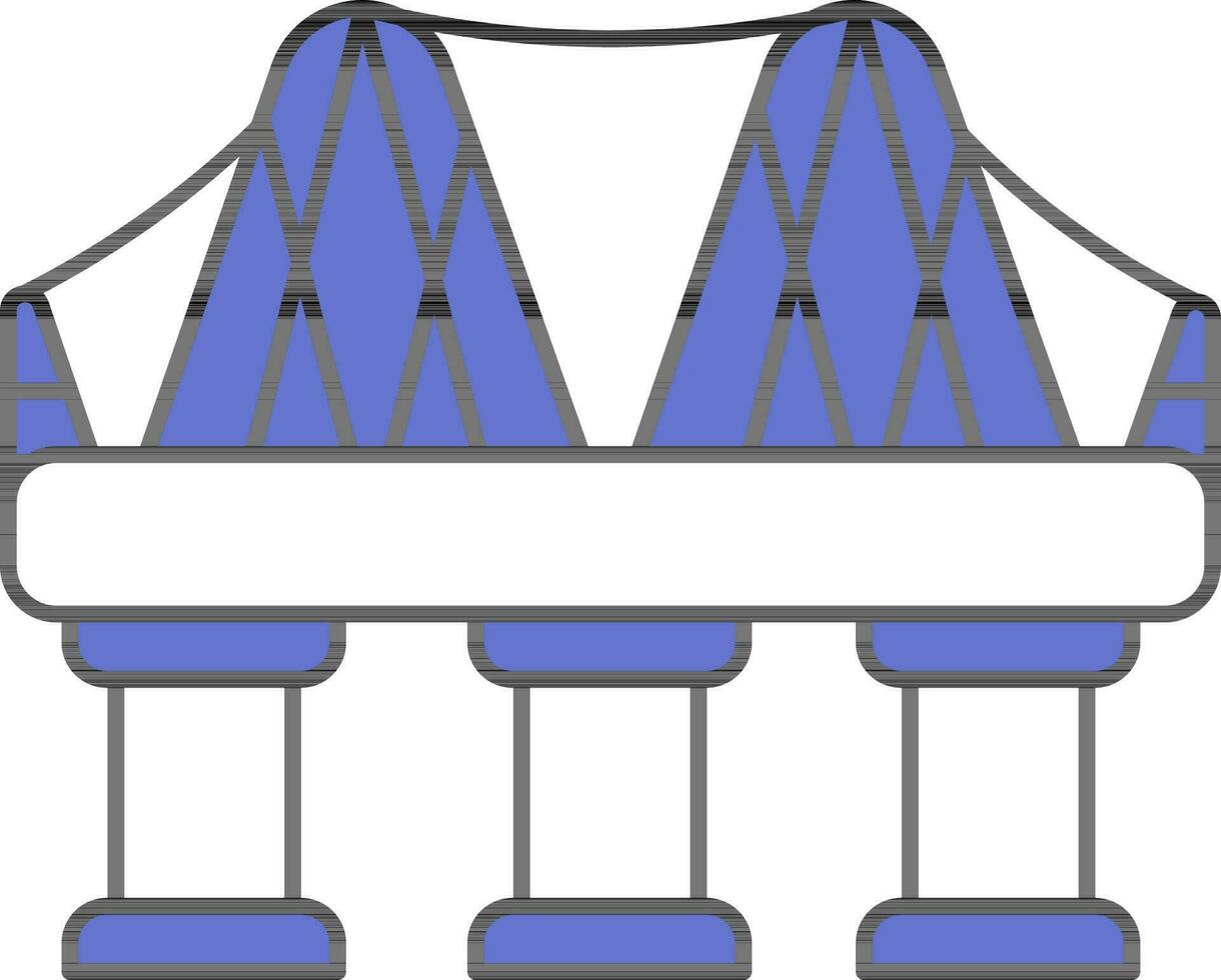 Blue And White Cable Bridge Icon. vector