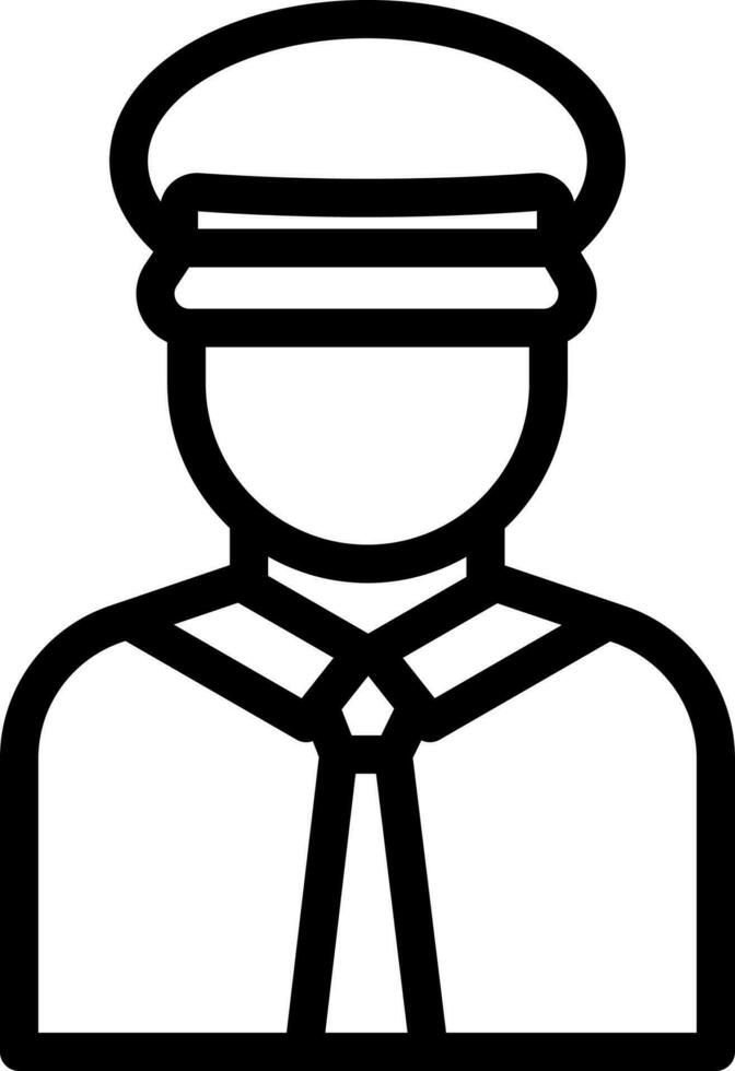 Captain Icon In Black Outline. vector