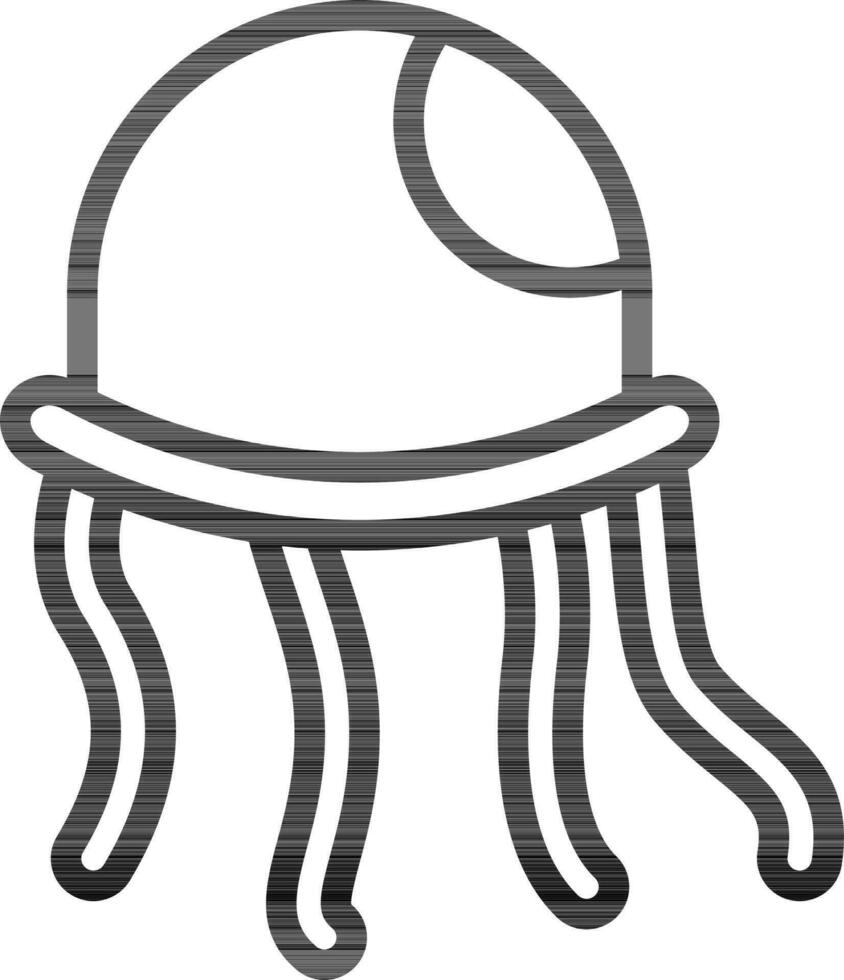 Jellyfish Icon In Black Outline. vector