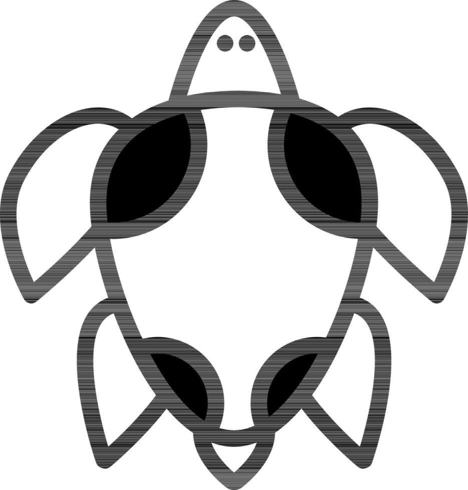 Tortuga icono en negro y blanco color. vector