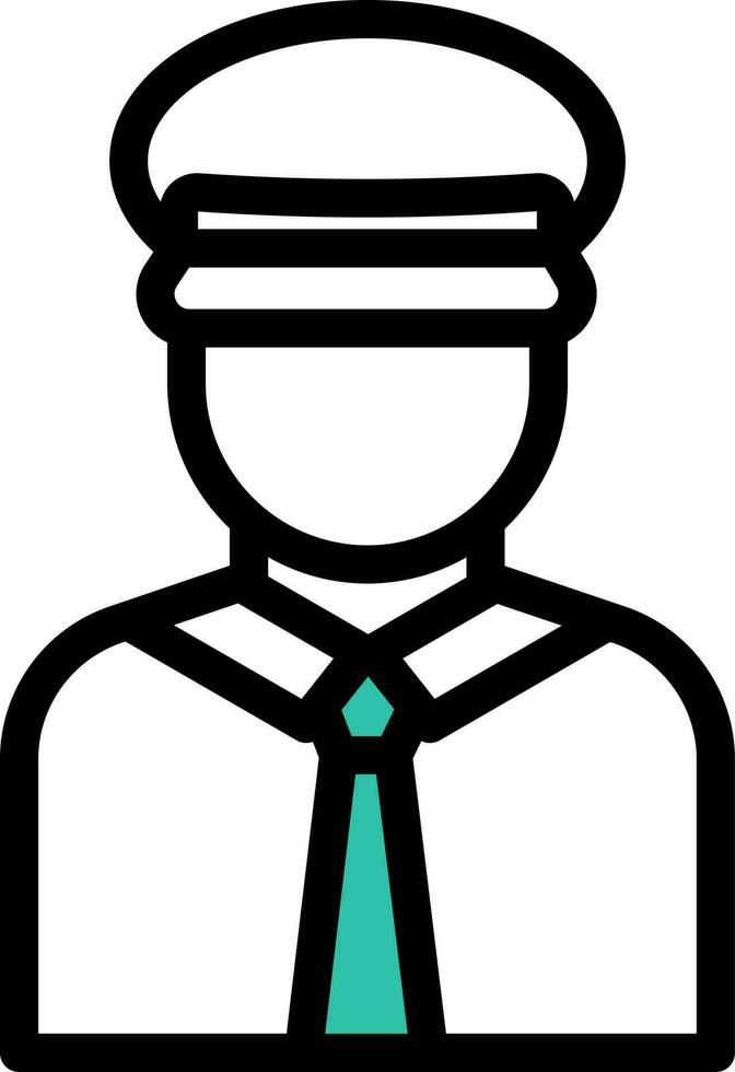 Captain Icon In Green And White Color. vector
