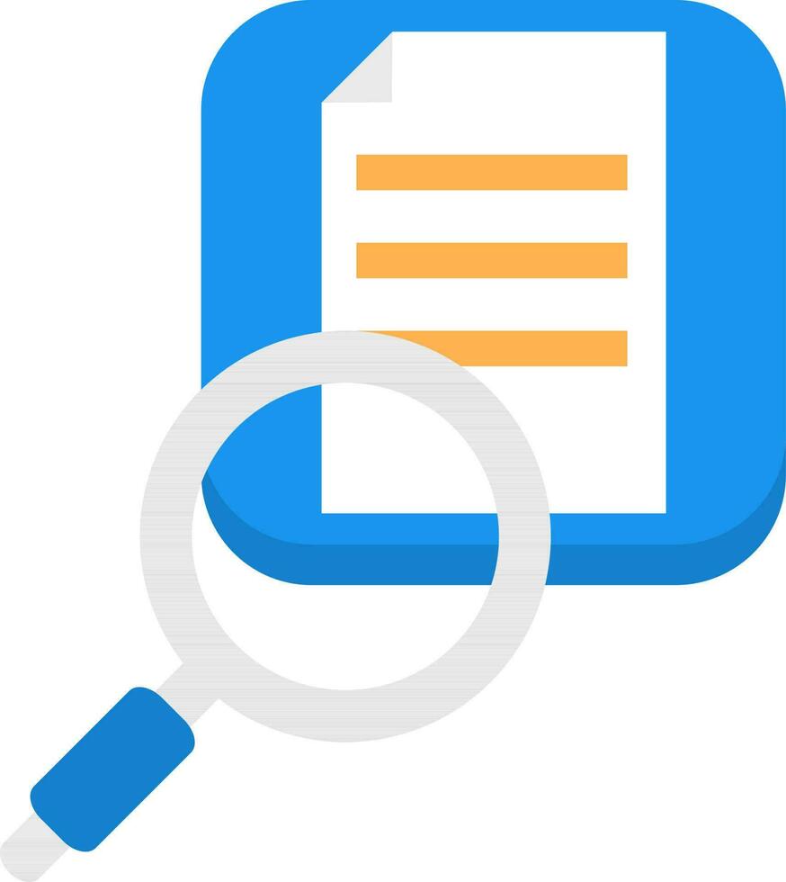 Searching Document Icon In White And Blue Color. vector