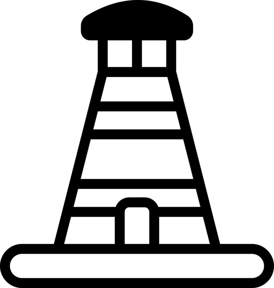 Light House Icon In Black And White Color. vector