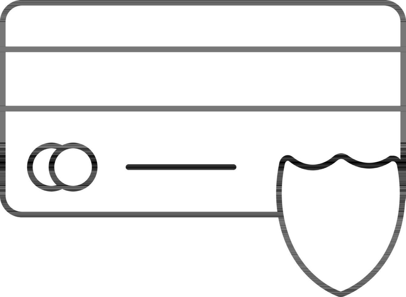 Linear Style Payment Card With Security Shield Icon. vector