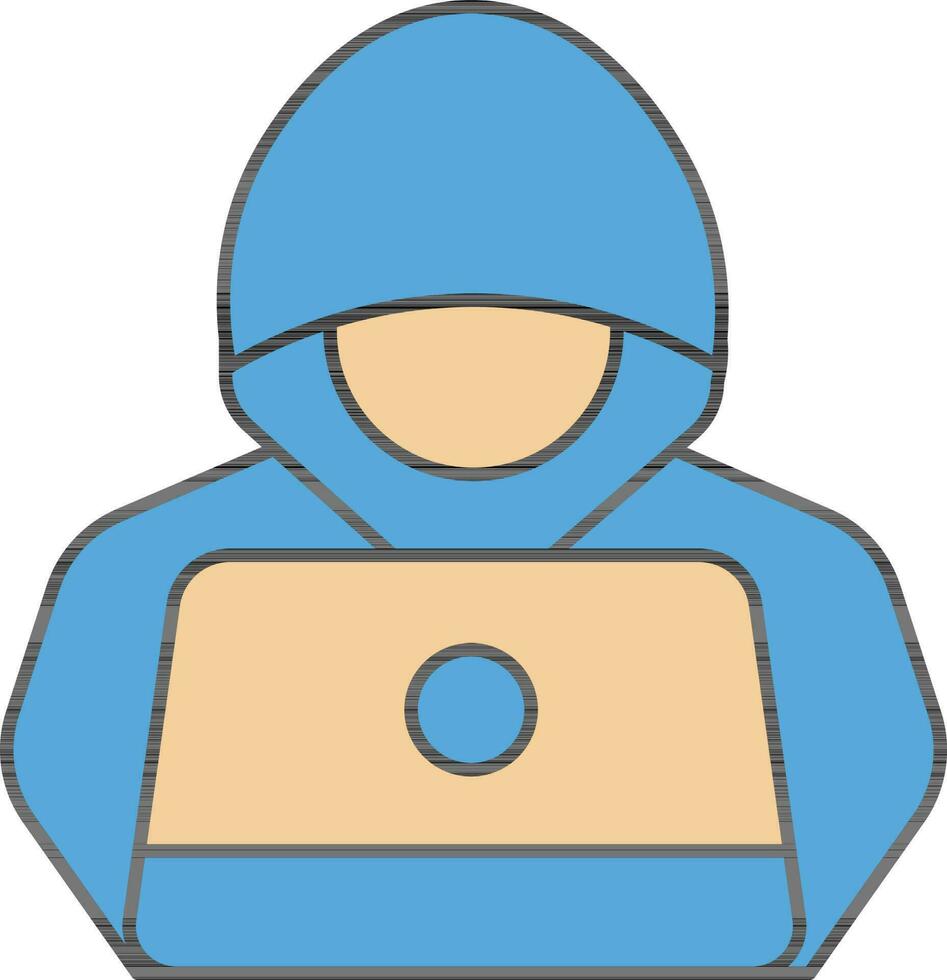 Hacker Icon In Blue And Orange Color. vector