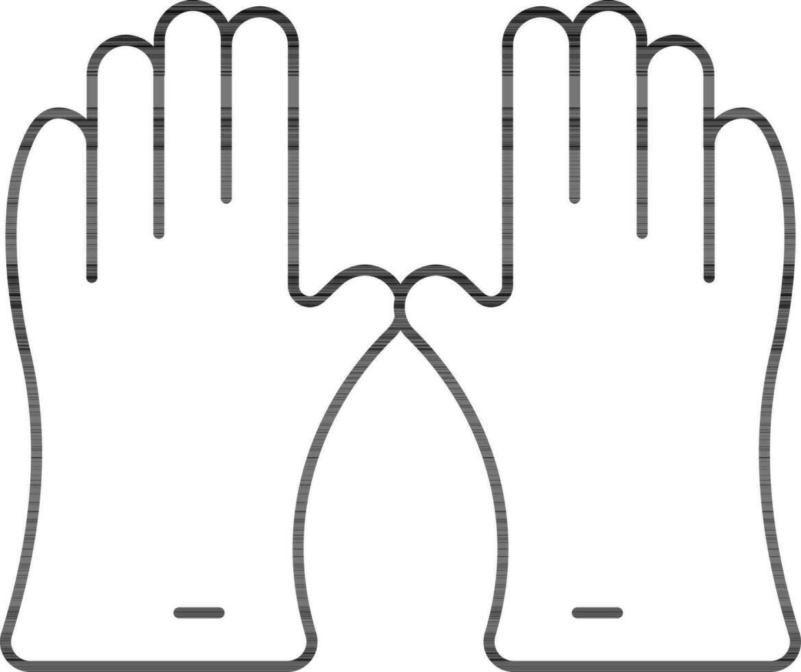 Hand Gloves Icon In Black Line Art. vector
