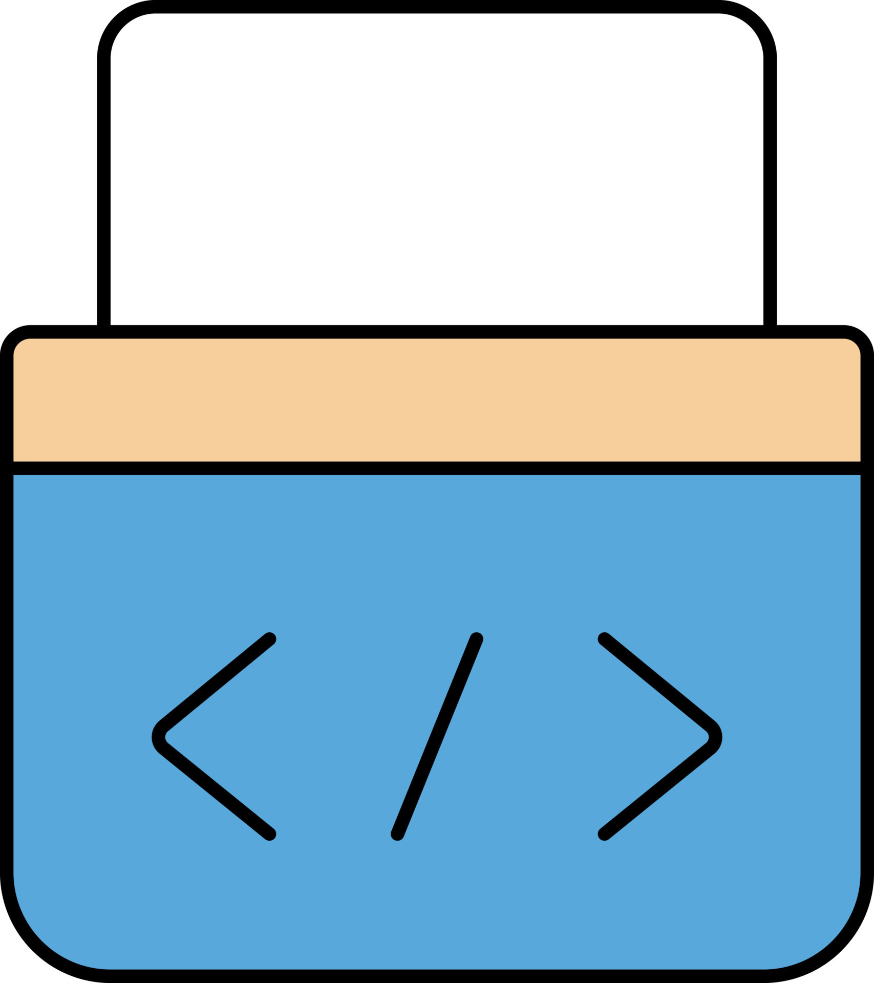 Coding Icon In Blue And Orange Color. 24447647 Vector Art at Vecteezy