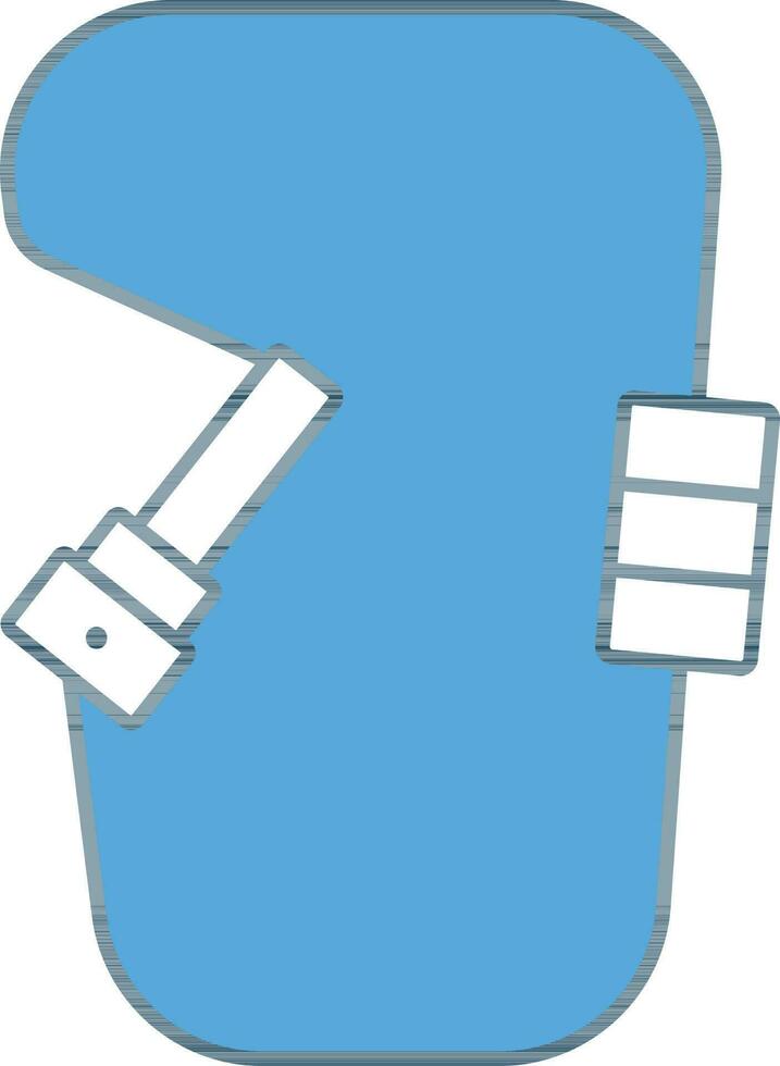 Carabiner Or Climbing Icon In Blue And White Color. vector