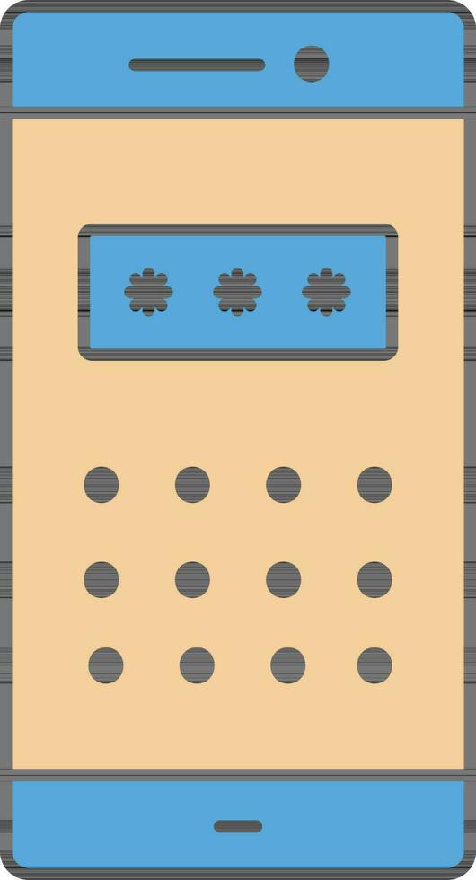 Blue And Orange Color Passcode In Smartphone Icon. vector