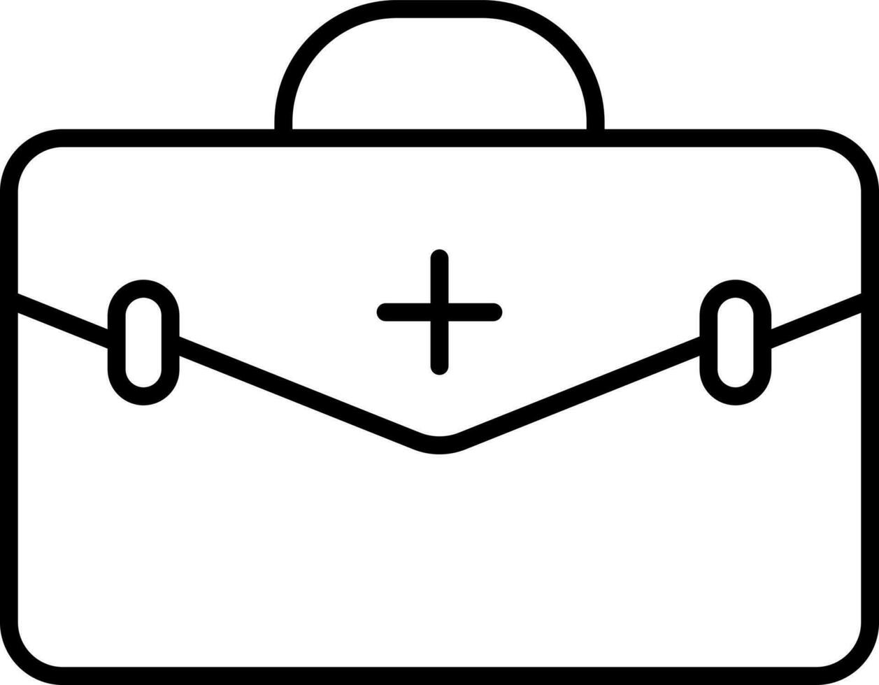 First Aid Box Flat Icon In Line Art. vector