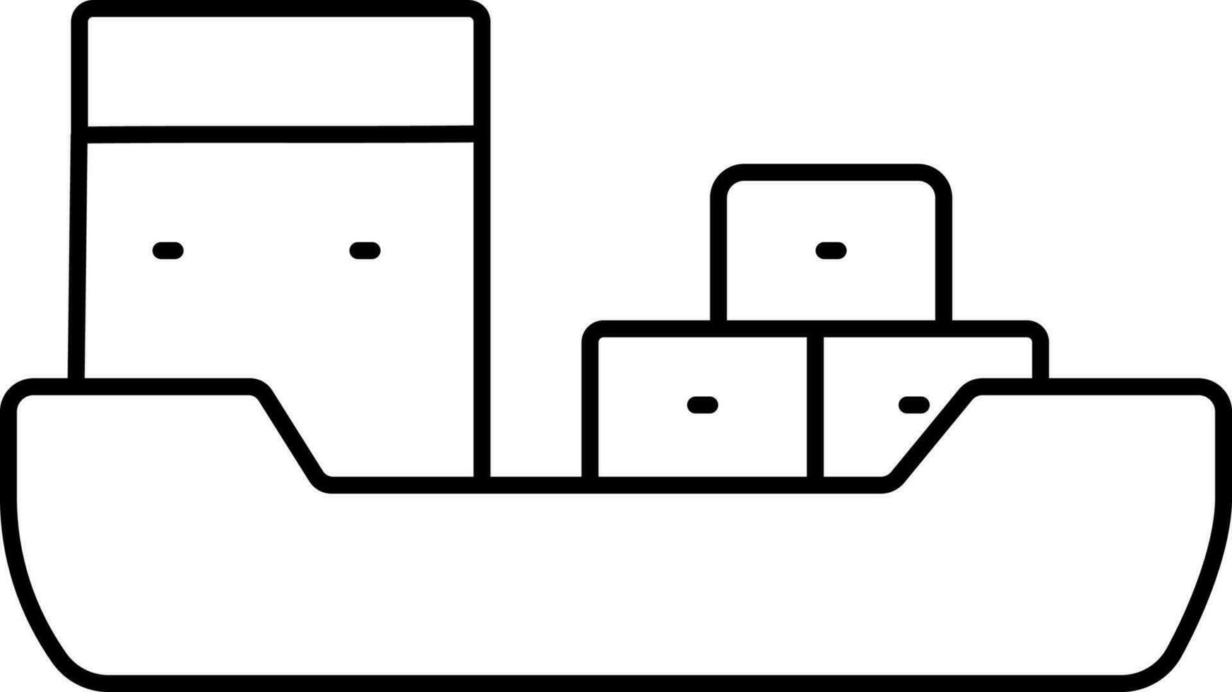 Container Ship Icon In Thin Line Art. vector