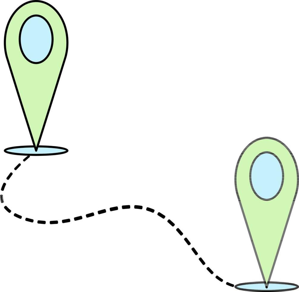 Route Location Pin Icon In Green And Blue Color. vector