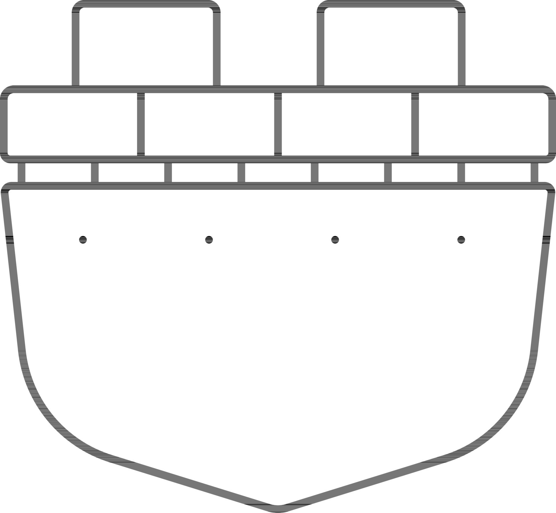 Front View Container Ship Icon In Black Outline. 24447730 Vector Art at
