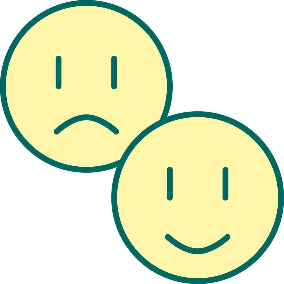 Sad And Happy Emoji Face Icon In Yellow And Green Color 24447757 sad-and-happy-emoji-face-icon-in-yellow-and-green-color-24447757