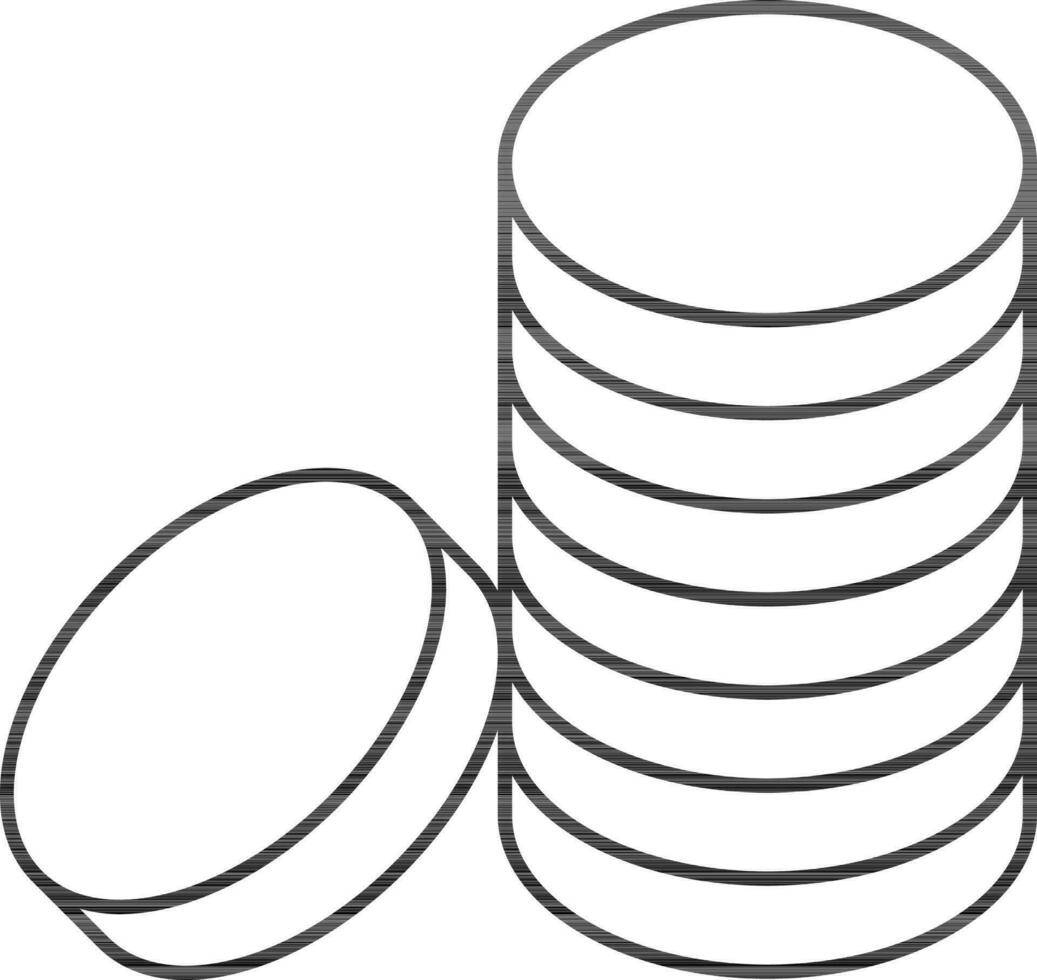 Coin Stack Icon In Black Stroke. vector