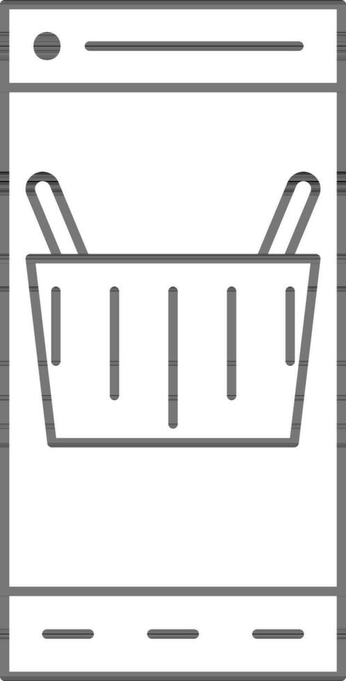 en línea compras cesta en teléfono inteligente pantalla contorno icono. vector