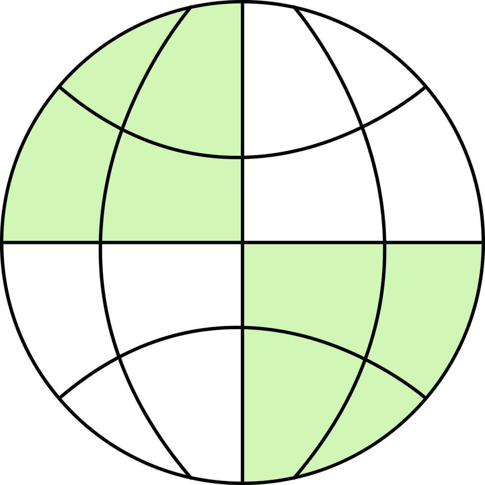 Flat Style Globe Icon In Green And White Color. vector