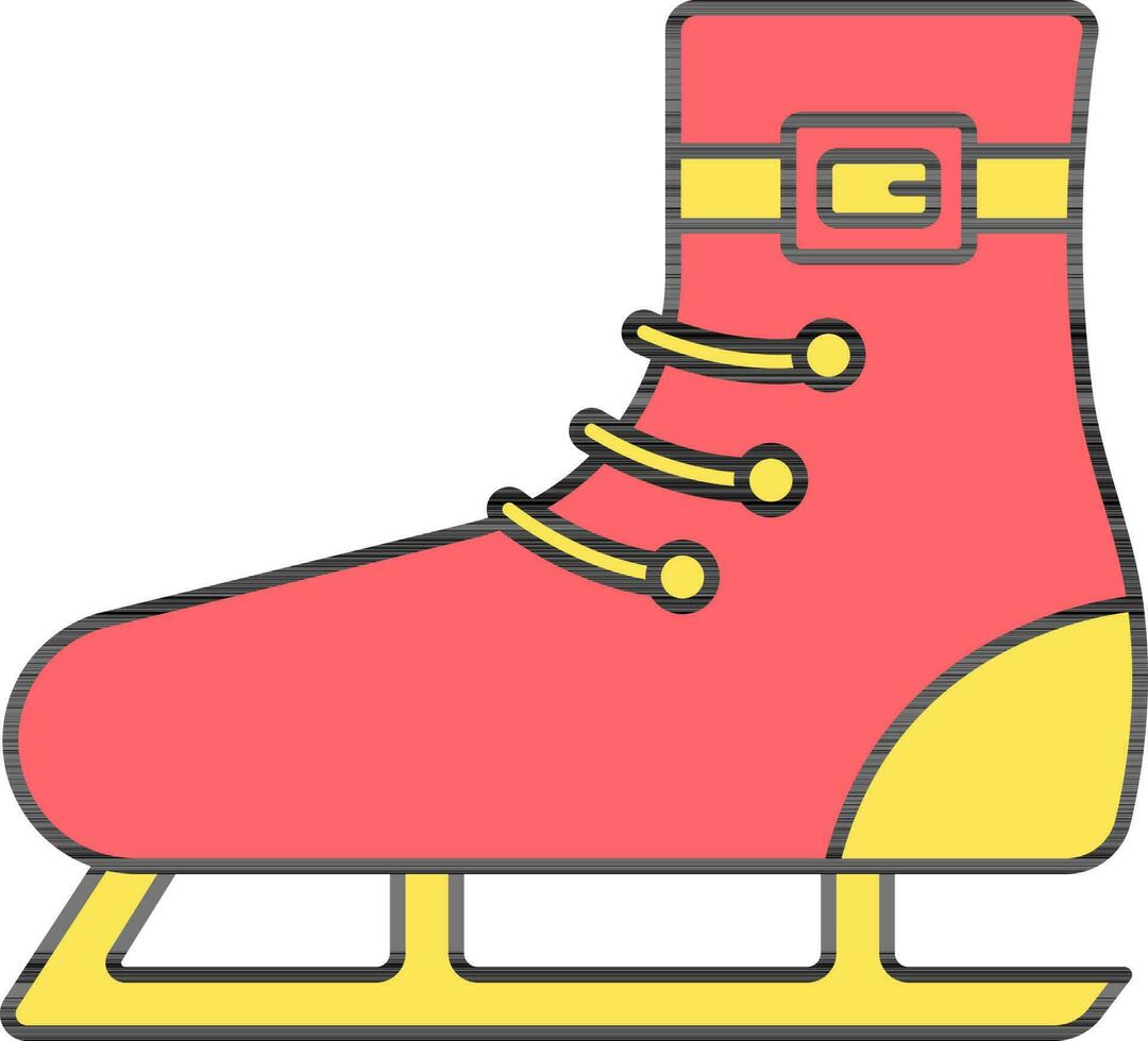 Ice Skate Icon In Red And Yellow Color. vector